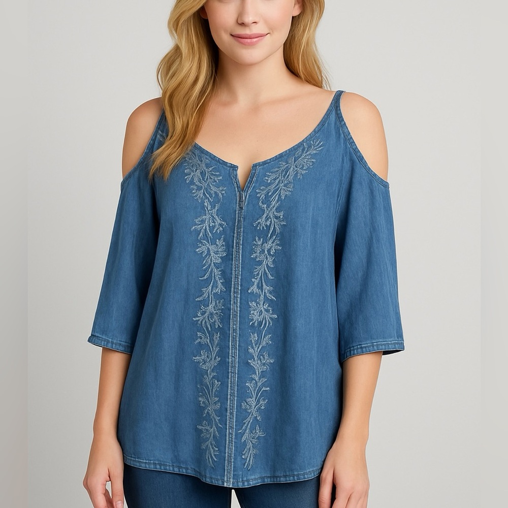 Maurices Embroidered Cold Shoulder Top